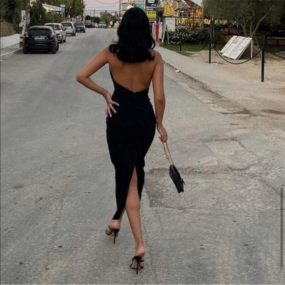 Zara cut out halter black dress size L - Picture 2 of 9